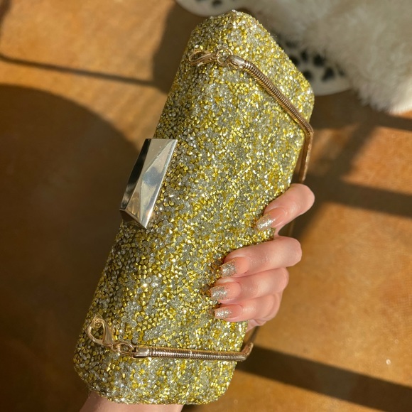 GOLD 🤩GLITTER ⭐️EVENING BAG & CLUTCH 💫SAKS FIFTH AVENUE 🥂SUMMER SOLSTICE✨ - Picture 6 of 10
